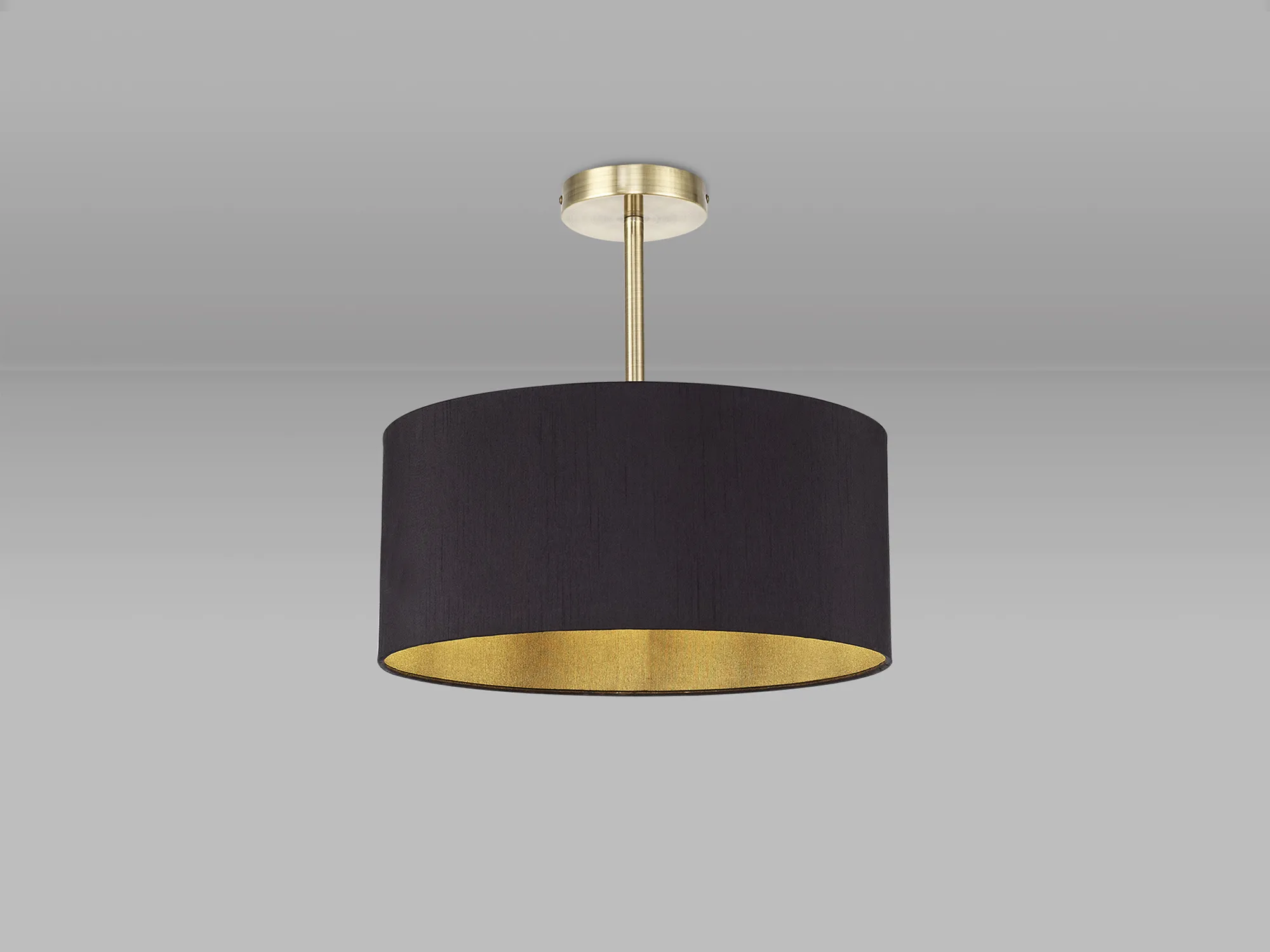 Baymont 40cm Semi Flush 1 Light Antique Brass, Midnight Black/Green Olive DK0171  Deco Baymont